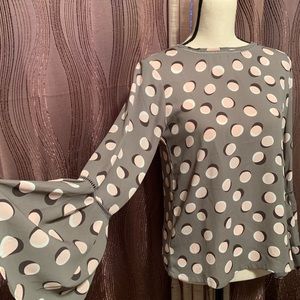 Loft grey with pink polka dot blouse